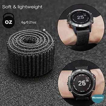 Microsonic Garmin Fenix 5 Kordon UltraFit Hasırlı Woven Gri