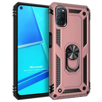 Microsonic Oppo A72 Kılıf Military Ring Holder Rose Gold