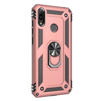 Microsonic Huawei Y6 2019 Kılıf Military Ring Holder Rose Gold