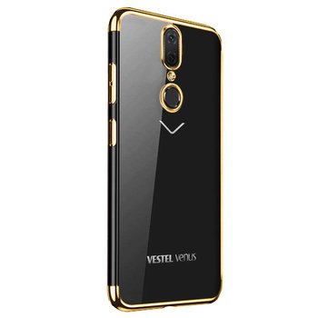 Microsonic Vestel Venüs V7 Kılıf Skyfall Transparent Clear Gold