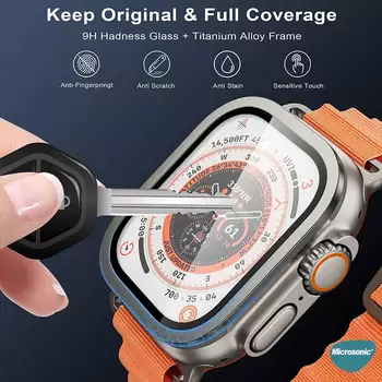 Microsonic Apple Watch Ultra Tam Kaplayan Cam Ekran Koruyucu V2 Siyah