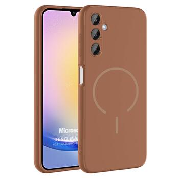 Microsonic Samsung Galaxy A14 Kılıf Zeno MagSafe Kahverengi