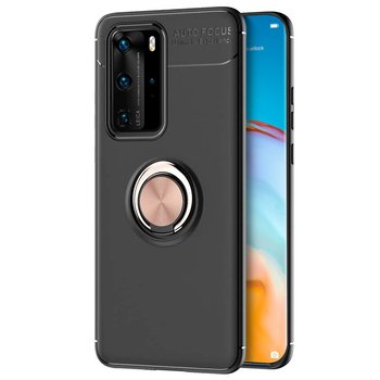 Microsonic Huawei P40 Pro Kılıf Kickstand Ring Holder Siyah Rose