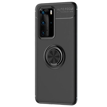 Microsonic Huawei P40 Pro Kılıf Kickstand Ring Holder Siyah