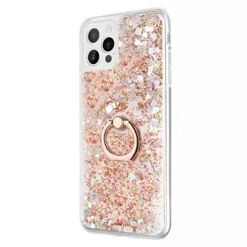 Microsonic Apple iPhone 15 Pro Kılıf Glitter Liquid Holder Gold