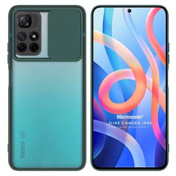 Microsonic Xiaomi Redmi Note 11 4G Kılıf Slide Camera Lens Protection Koyu Yeşil