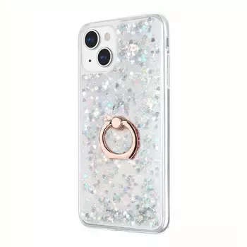 Microsonic Apple iPhone 15 Plus Kılıf Glitter Liquid Holder Gümüş