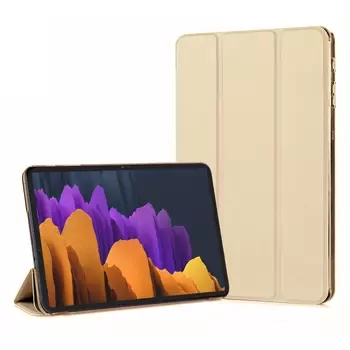 Microsonic Samsung Galaxy Tab S7 Plus T970 Kılıf Slim Translucent Back Smart Cover Gold