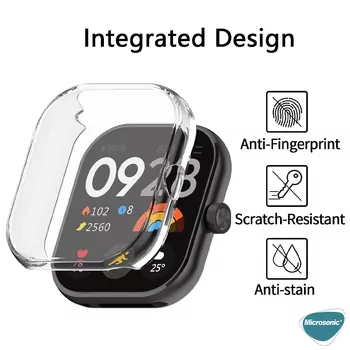 Microsonic Xiaomi Redmi Watch 5 Kılıf 360 Full Round Soft Silicone Şeffaf