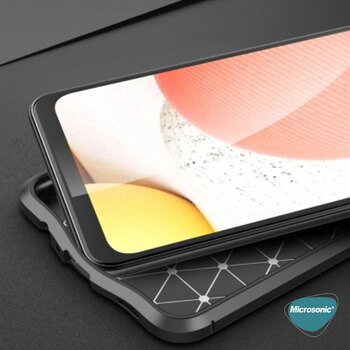 Microsonic Samsung Galaxy M12 Kılıf Deri Dokulu Silikon Siyah