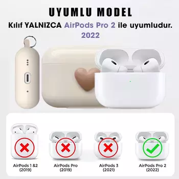 Microsonic AirPods Pro 2.Nesil Kılıf Süslü Kalp Desenli Kahverengi