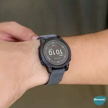 Microsonic Garmin Fenix 7X Kordon UltraFit Hasırlı Woven Gri