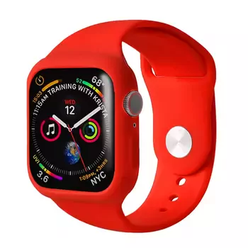 Microsonic Apple Watch Series 4 44mm Kordon 360 Coverage Silicone Kırmızı