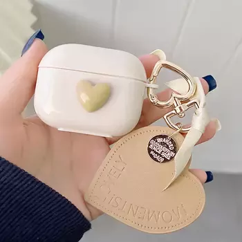 Microsonic AirPods Pro Kılıf Süslü Kalp Desenli Bej