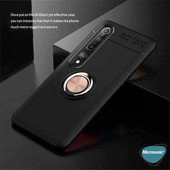 Microsonic Xiaomi Mi 10 Pro Kılıf Kickstand Ring Holder Kırmızı