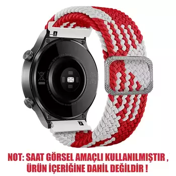 Microsonic Samsung Gear S3 Classic Kordon Braided Loop Band Kırmızı Beyaz