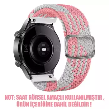 Microsonic Samsung Gear S3 Frontier Kordon Braided Loop Band Pembe Beyaz