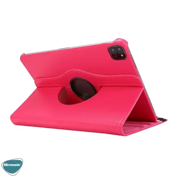 Microsonic Apple iPad Pro 11 2025 Kılıf (A3357-A3358) 360 Rotating Stand Deri Pembe