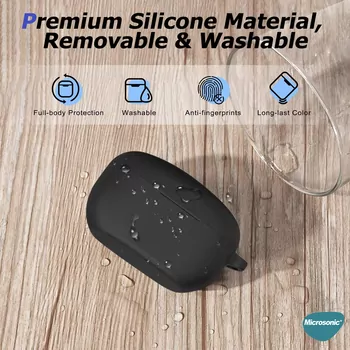 Microsonic Sony WF-1000XM5 Kılıf Askılı Mat Silikon Siyah