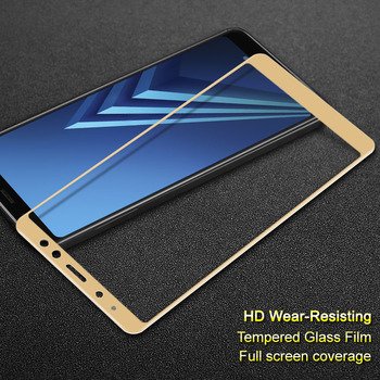 Microsonic Samsung Galaxy A8 2018 Kavisli Temperli Cam Ekran Koruyucu Film Gold