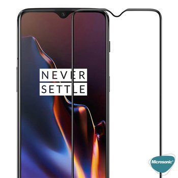 Microsonic OnePlus 7T Kavisli Temperli Cam Ekran Koruyucu Film Siyah