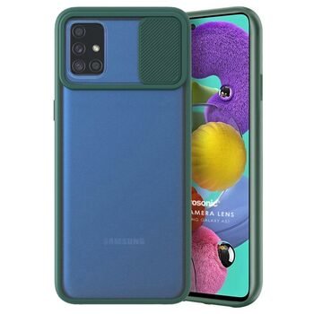 Microsonic Samsung Galaxy A71 Kılıf Slide Camera Lens Protection Koyu Yeşil