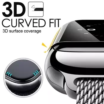 Microsonic Apple Watch 42mm 3D Kavisli Temperli Cam Full Ekran koruyucu Kırılmaz Film Siyah