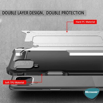 Microsonic Samsung Galaxy M12 Kılıf Rugged Armor Gümüş