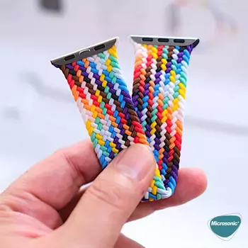 Microsonic Apple Watch Ultra 3 Kordon, (Medium Size, 147mm) Knitted Fabric Single Loop Pride Edition