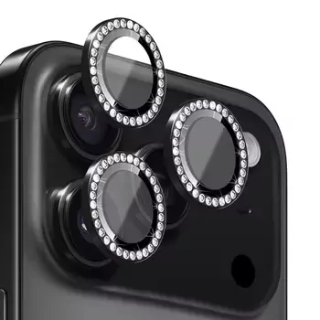 Microsonic Apple iPhone 17 Pro Max Tekli Diamond Taşlı Kamera Koruma Camı Siyah