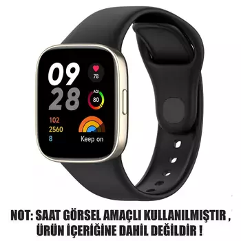 Microsonic Xiaomi Redmi Watch 3 Kordon, Silicone Sport Band Siyah