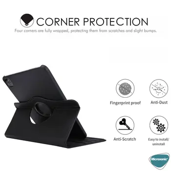 Microsonic Apple iPad Pro 11 2025 Kılıf (A3357-A3358) 360 Rotating Stand Deri Mavi