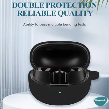 Microsonic QCY HT08 MeloBuds Pro Kılıf Askılı Mat Silikon Siyah