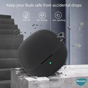 Microsonic QCY HT08 MeloBuds Pro Kılıf Askılı Mat Silikon Siyah