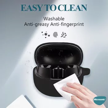 Microsonic QCY HT08 MeloBuds Pro Kılıf Askılı Mat Silikon Siyah