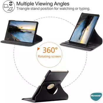 Microsonic Samsung Galaxy Tab A7 Lite T225 Kılıf 360 Rotating Stand Deri Siyah