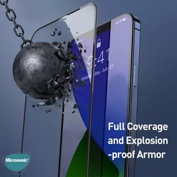 Microsonic Apple iPhone 17 Pro Max Tam Kaplayan Temperli Cam Ekran Koruyucu Siyah