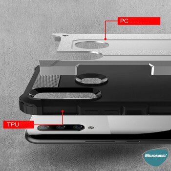 Microsonic Huawei Y6P Kılıf Rugged Armor Gümüş