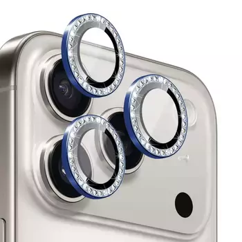 Microsonic Apple iPhone 17 Pro Tekli Diamond Taşlı Kamera Koruma Camı Lacivert