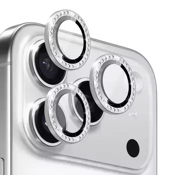 Microsonic Apple iPhone 17 Pro Tekli Diamond Taşlı Kamera Koruma Camı Gümüş