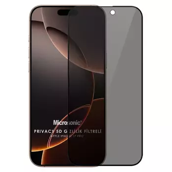 Microsonic Apple iPhone 17 Pro Privacy 5D Gizlilik Filtreli Cam Ekran Koruyucu Siyah