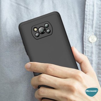 Microsonic Xiaomi Poco X3 NFC Kılıf Double Dip 360 Protective AYS Siyah Kırmızı