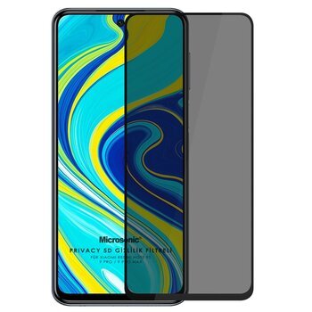 Microsonic Xiaomi Redmi Note 9S Invisible Privacy Kavisli Ekran Koruyucu Siyah