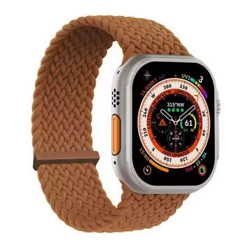 Microsonic Apple Watch Series 10 42mm Kordon, (Large Size, 160mm) Knitted Fabric Single Loop Kahverengi