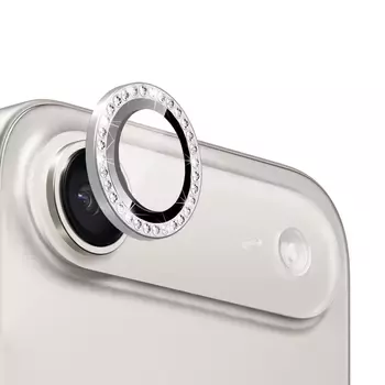 Microsonic Apple iPhone 17 Air Tekli Diamond Taşlı Kamera Koruma Camı Gümüş