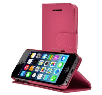 CaseUp Apple iPhone 5 Cüzdanlı Suni Deri Kılıf Pembe