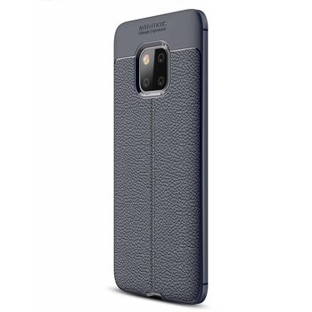 Microsonic Huawei Mate 20 Pro Kılıf Deri Dokulu Silikon Lacivert