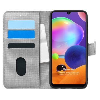 Microsonic Samsung Galaxy A31 Kılıf Fabric Book Wallet Gri