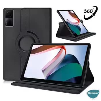 Microsonic Xiaomi Redmi Pad Kılıf 360 Dönerli Stand Deri Kırmızı