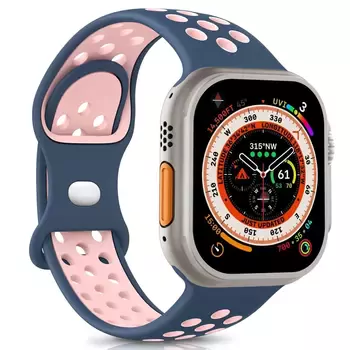 Microsonic Apple Watch Ultra 3 Kordon Rainbow Band Lacivert Pembe